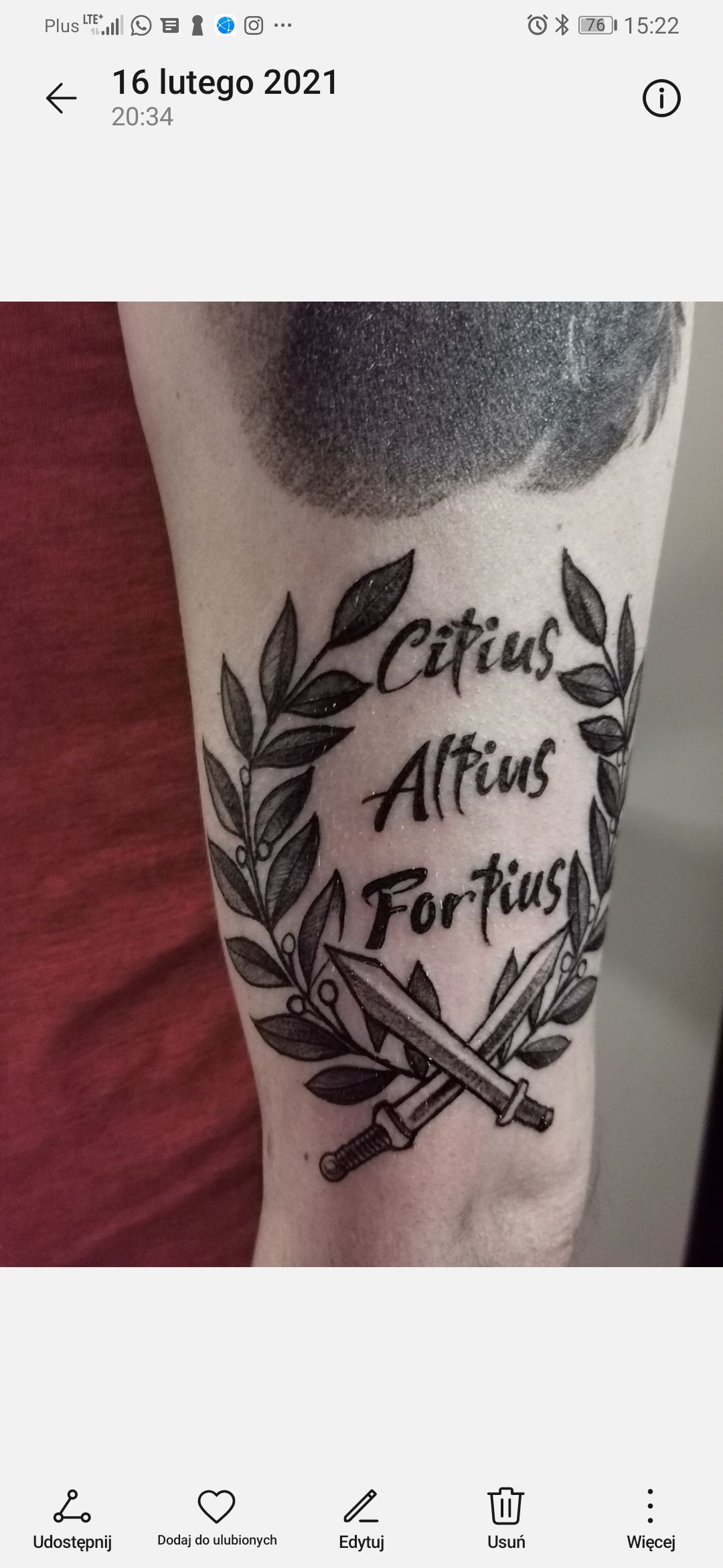 Schrift Tattoo Citius, altius, fortius